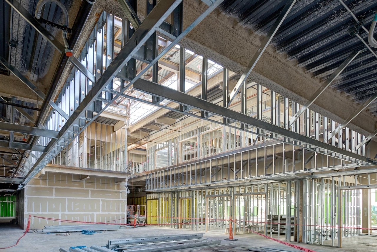 Commercial metal framing and drywall